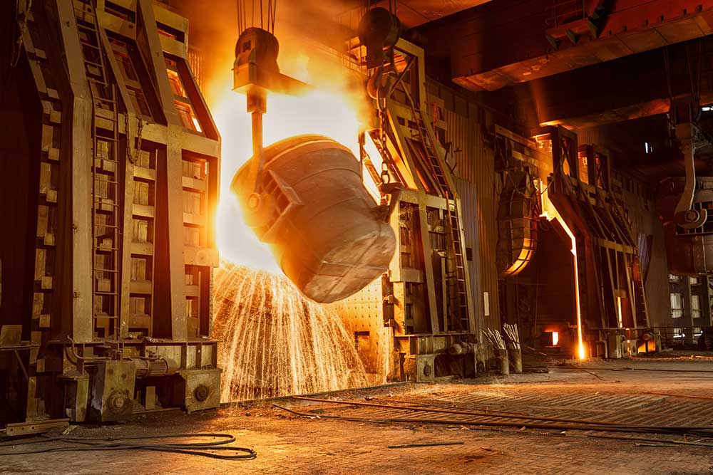 Metal Smelting Furnace in a Steel Mill